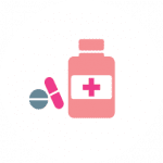 Pharmacy icon of pills and bottle
