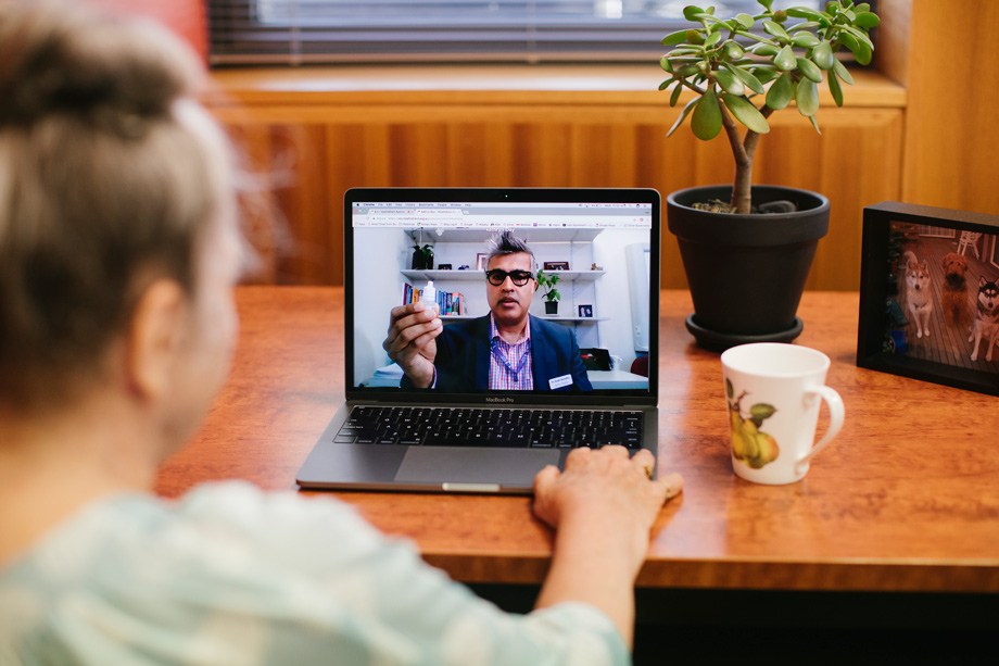 Woman using Telehealth to speak with a doctor