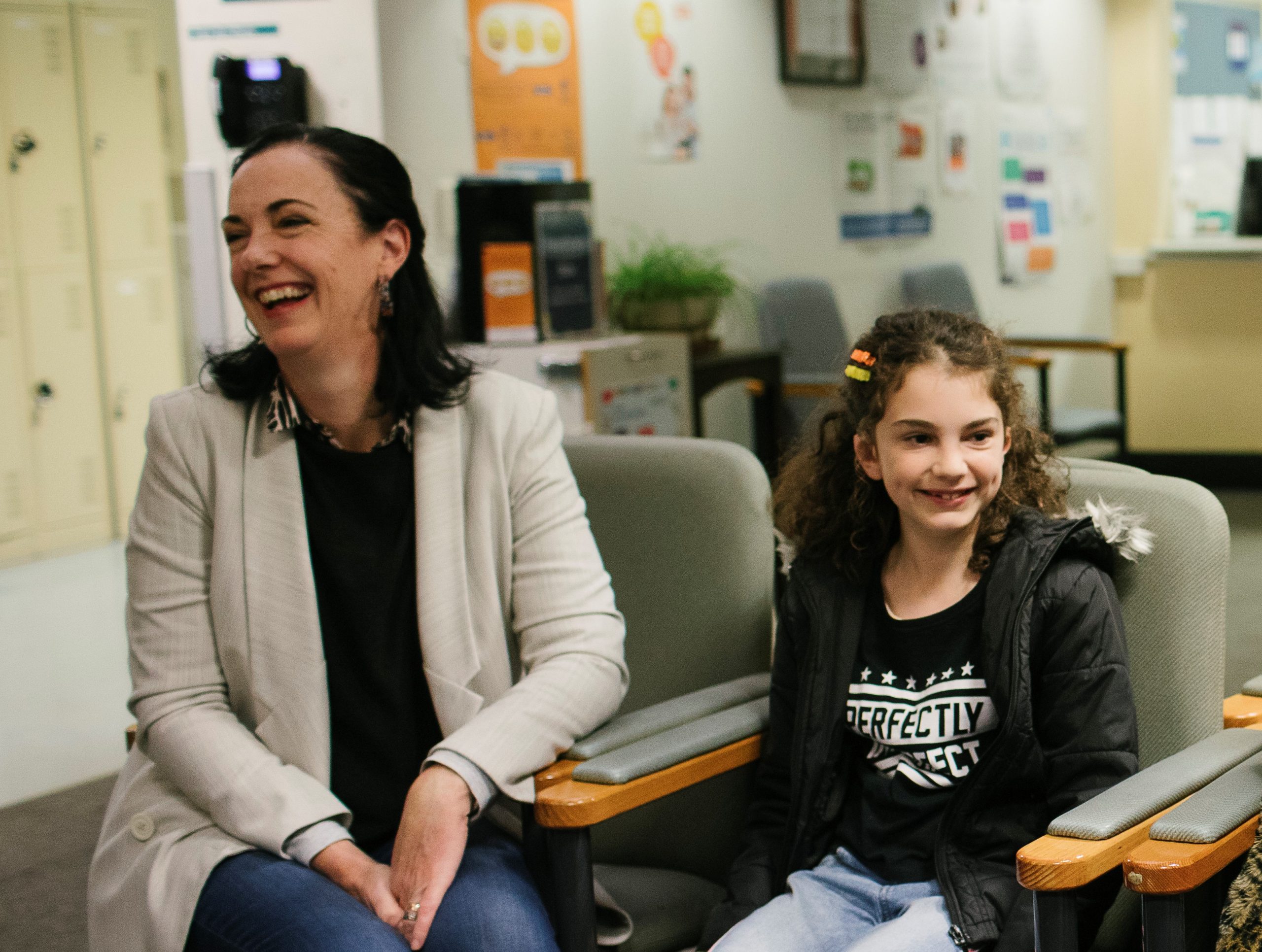 cochlear patient Venice with her mother Jennifer laughing