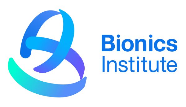 Blue and purple lines forming a B, the logo for Bionics Institute