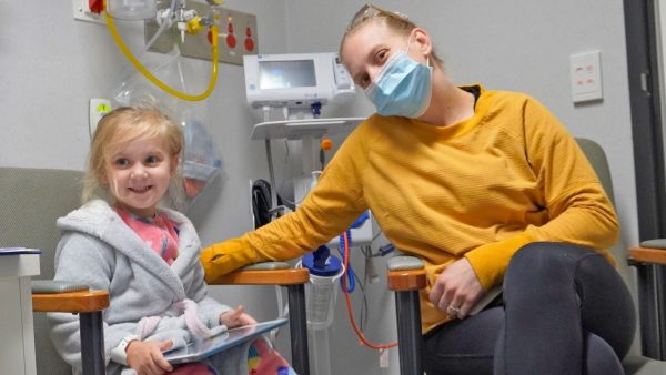 Patient Charli and mum Helen awaiting surgery