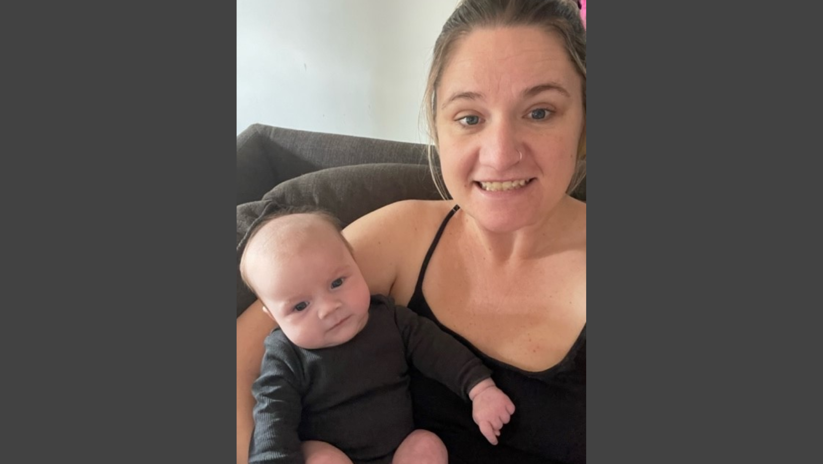 Dani and her baby Sophie, baby and mother together smiling