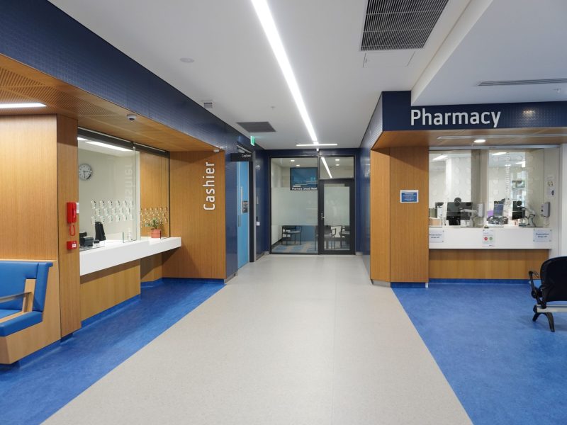 Image of the new Pharmacy and Cashier located on Ground Floor of the Blue Wing on main Campus