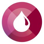 Icon for National Standard 7 - Blood Management. A red circle with a drop of blood.