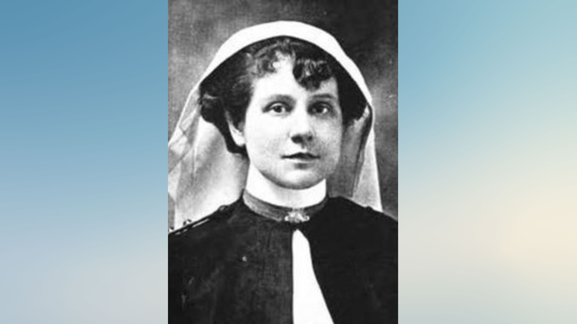 A black and white photo of Nurse Bessie McPhail in her nursing uniform.